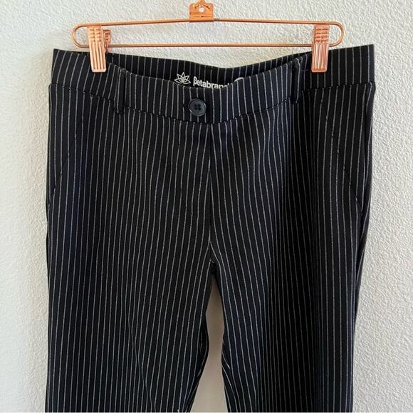 Betabrand Dress Pant Yoga Pants Vertical Stripe Black and Gray M - Picture 4 of 9